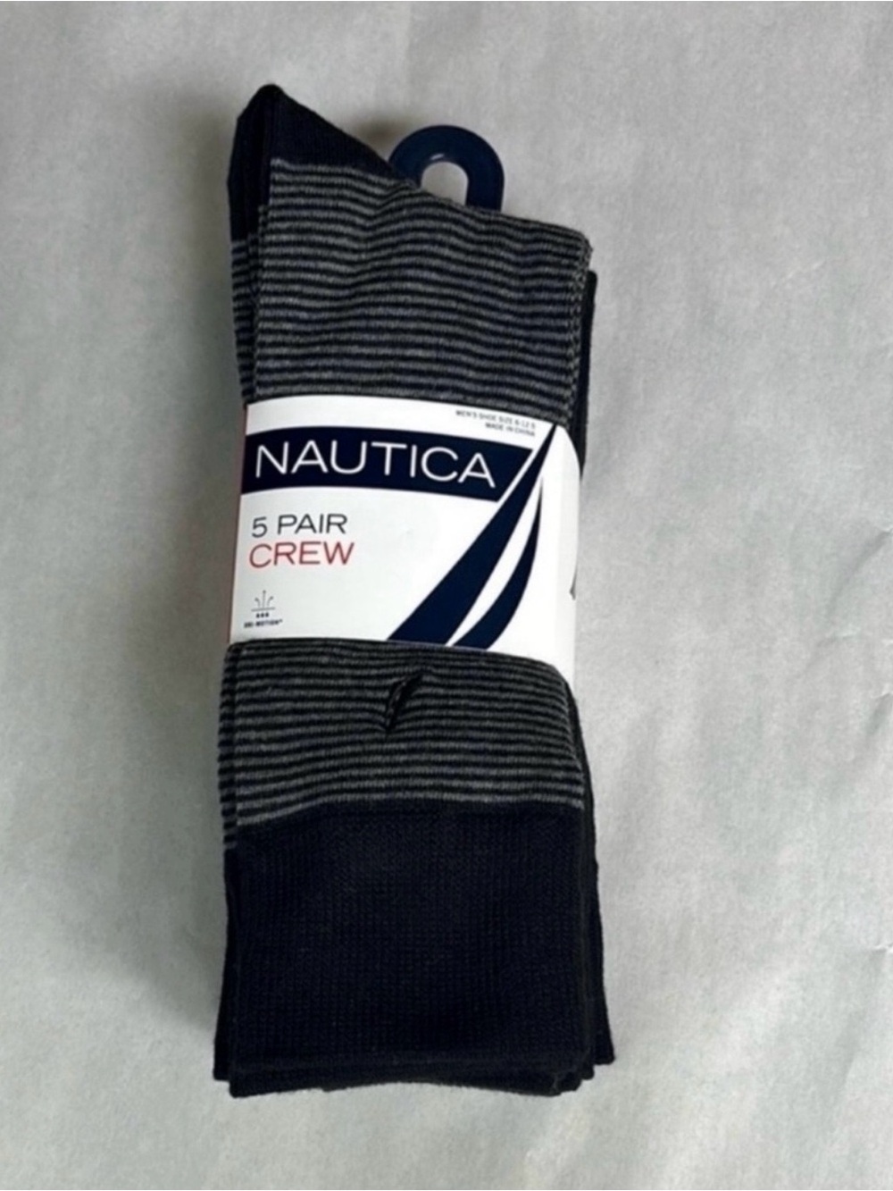 New Nautica Socks Men’s 5 Pair Black Crew Sock Business Casual Dress Activewear